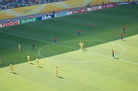  The kickoff for the second half.  (It had to be the start of the second half because Ukraine didn't score any goals in this game!)