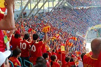  There were lots of cheering Spanish fans.